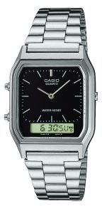 Casio AQ230A-1 - Klassisk retrour i rustfrit stål med sort urtavle