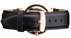 Daniel Wellington Sort Classic Sheffield herre-læderrem med urspænde i rødguld