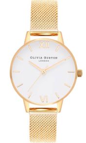 Olivia Burton White Dial Mesh Gold Mesh OB16MDW35