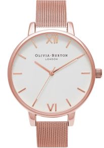 Olivia Burton White Dial Rose Gold Mesh OB15BD79