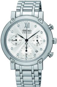 Seiko SRW837P1 - Stort dameur i rustfrit stål med safirglas og kronografer
